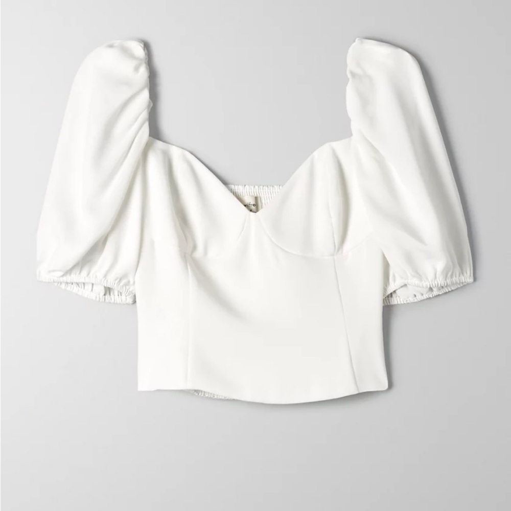 Aritzia Wilfred White Novella Puff Sleeve Blouse